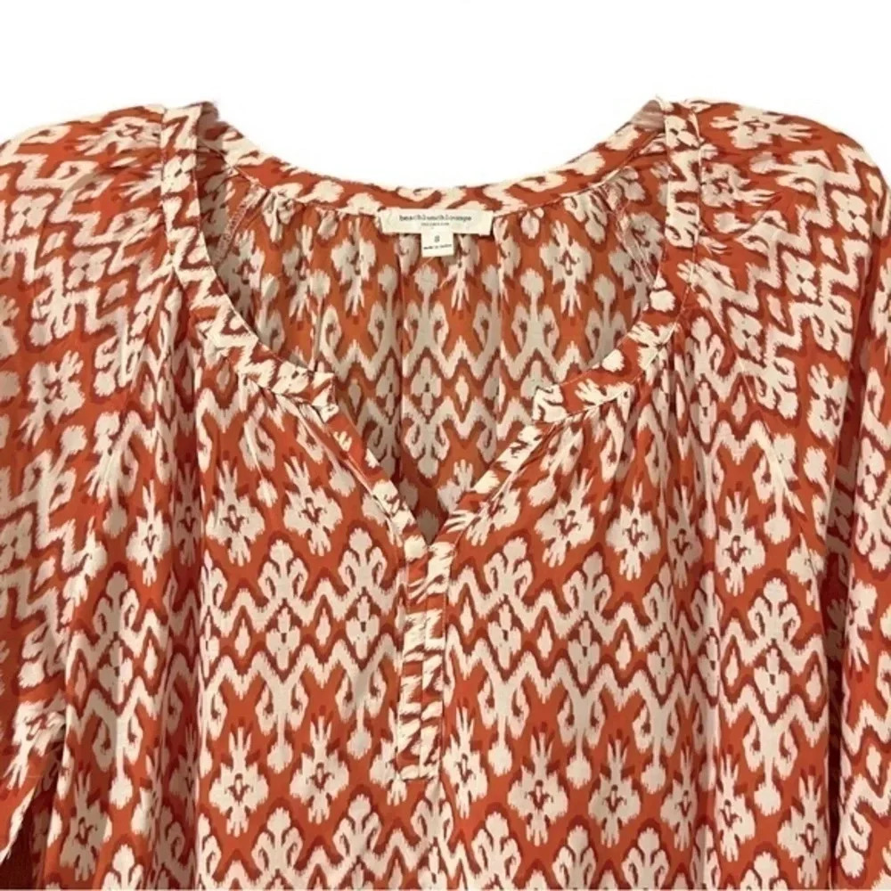 BEACHLUNCHLOUNGE “Sonya” Bohemian Ikat Print Top Blouse Size Small - Picture 3 of 6